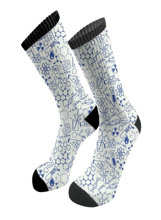 ACDRUING Science Chemistry Geometry Math Nerd Unisex Athletic Crew Cushion Socks For Running And Workout Performance Wicking Cushion Mid-Calf Socks For Men Women - Image 1